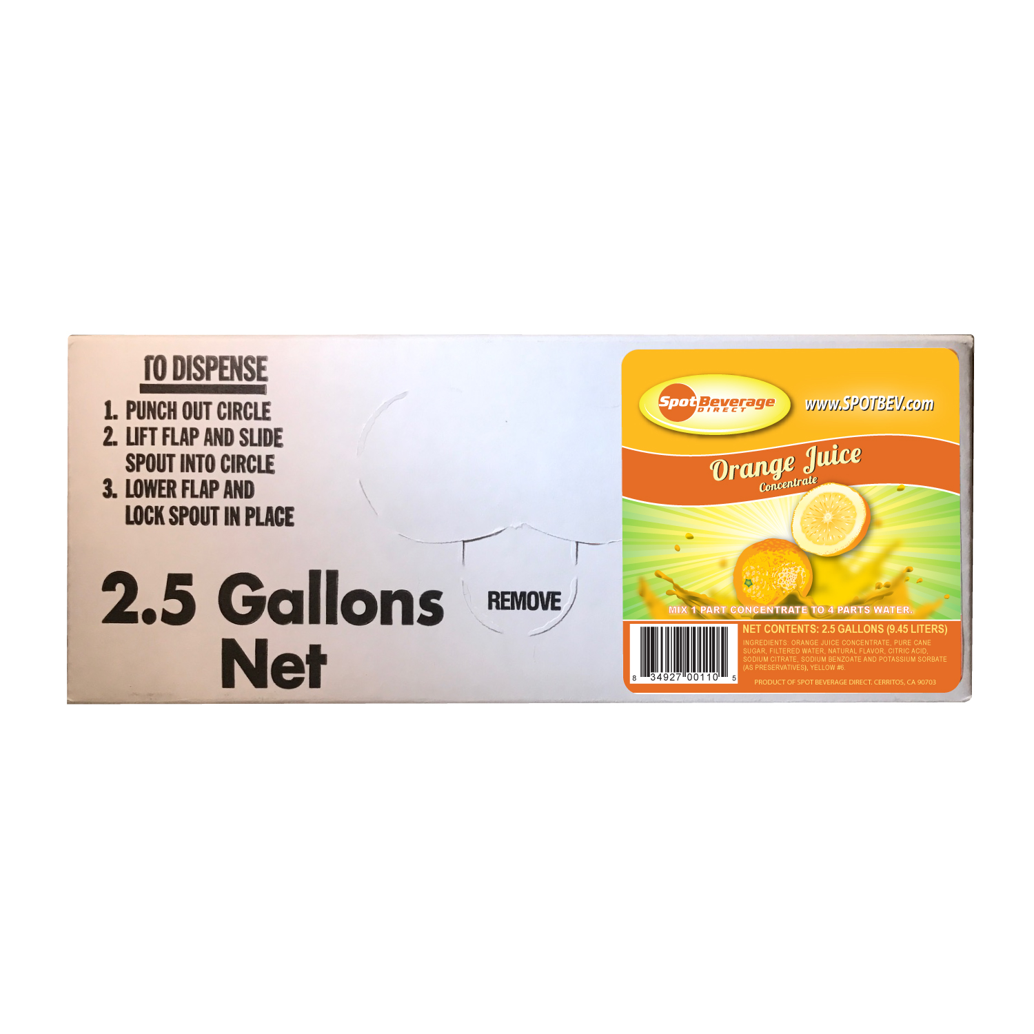 Spot Premium Orange Juice 2.5 gal. Bag-n-Box (1 to 4 Concentrate)