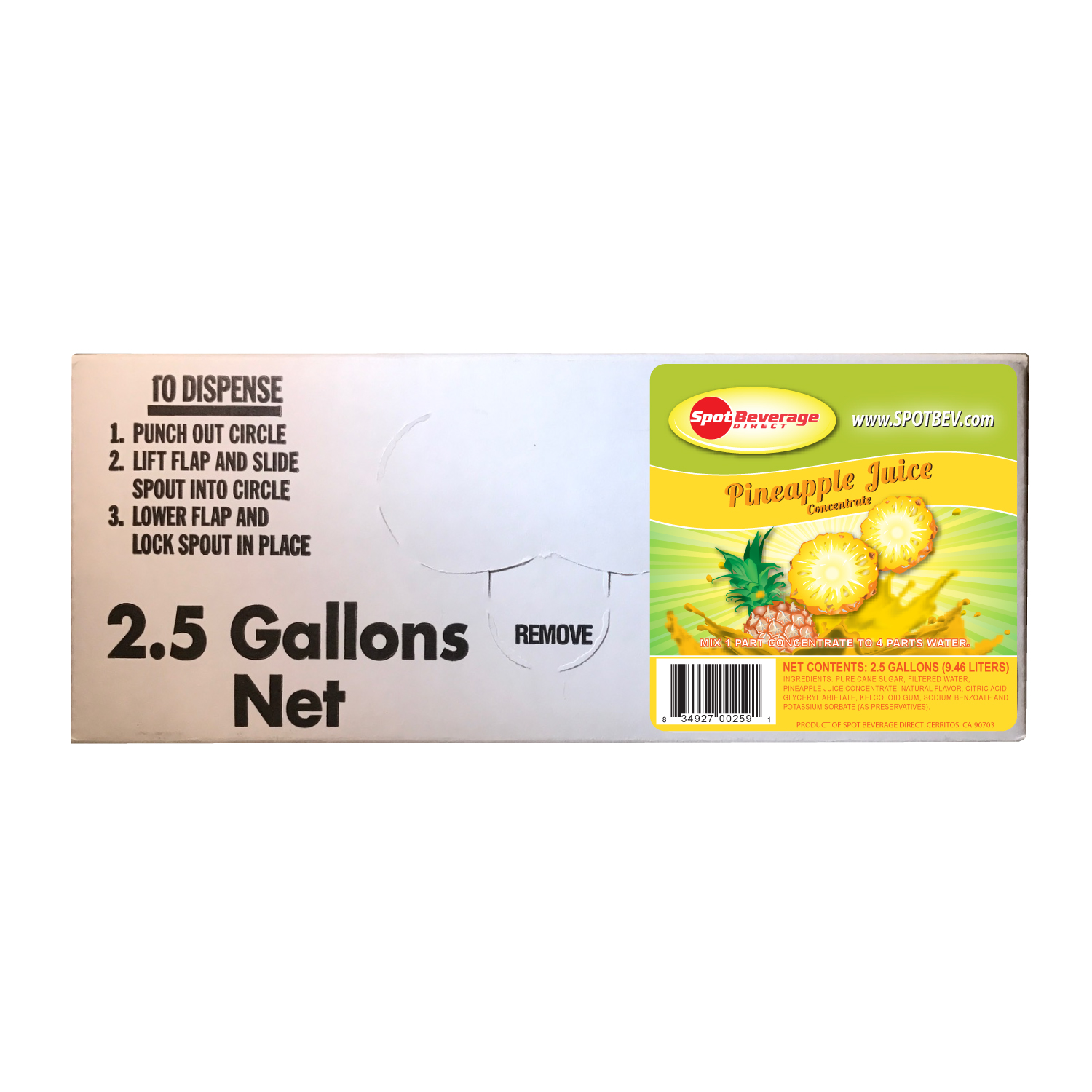 Spot Premium Pineapple Juice 2.5 gal. Bag-n-Box (1 to 4 Concentrate)